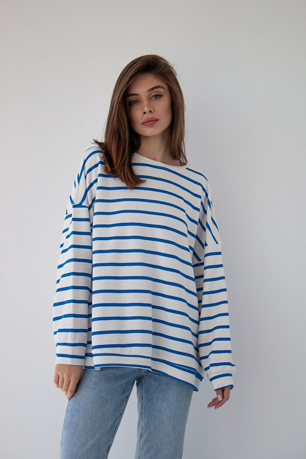 Світшот у смужку синій CR-80950 #RU# Свитшот в полоску синий CR-80950 № 4
