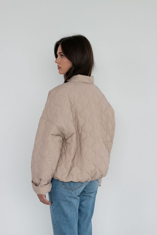 Бомбер на кнопках бежевий К0623 #RU# Бомбер на кнопках бежевый К0623 № 4