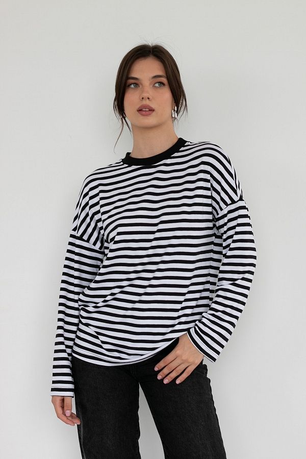 Лонгслів чорна смужка  КС0123 #RU# Лонгслив черная полоска КС0123 № 3