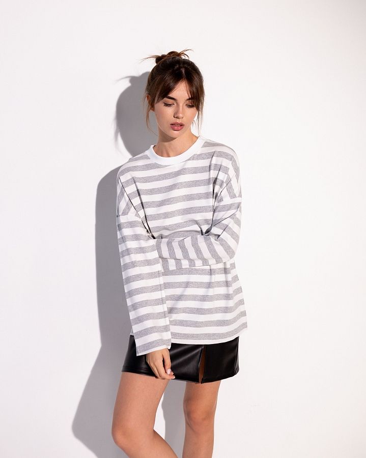 Лонгслів у смужку сірий Т0822 #RU# Лонгслив в полоску серый Т0822 № 3