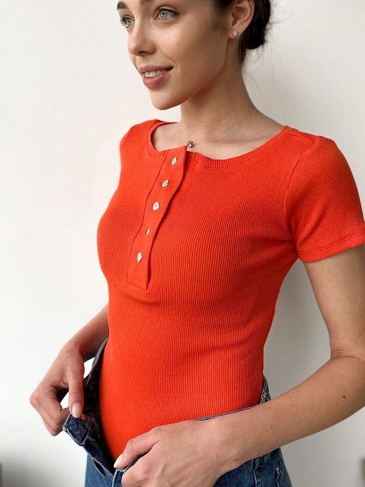 Боді-поло з коротким рукавом помаранчеве