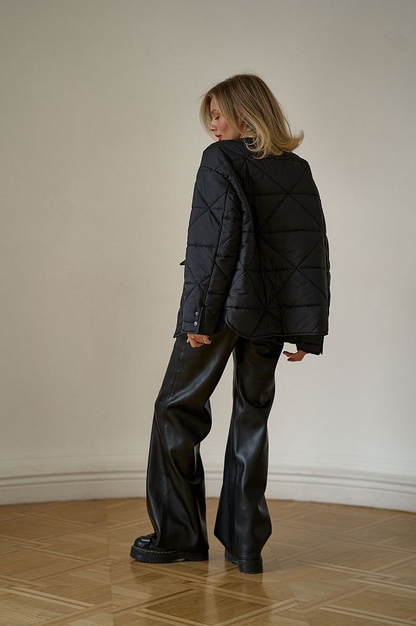 Куртка на кнопках з кишенями візерунок трикутник чорна К0423 #RU# Куртка на кнопках с карманами узор треугольник черная К0423 № 5