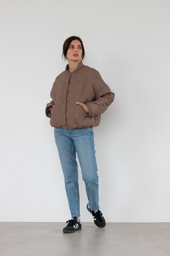 Бомбер на кнопках капучіновий К0623 #RU# Бомбер на кнопках капучиновый К0623 № 2
