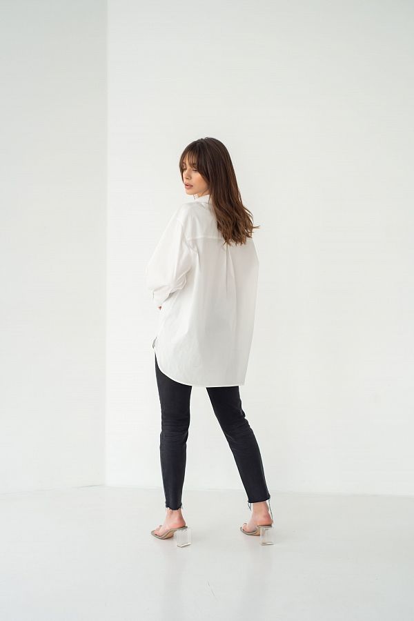 Сорочка котонова класична молочна S0522 #RU# Рубашка котоновая классическая молочная S0522 № 4