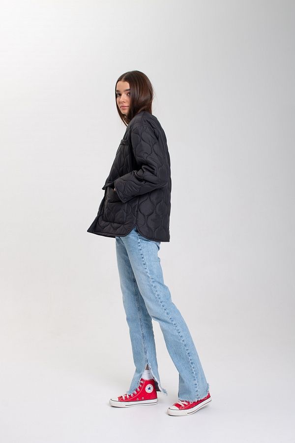 Куртка на кнопках з кишенями візерунок хвилька чорна К0423 #RU# Куртка на кнопках з кишенями черная К0423 № 5