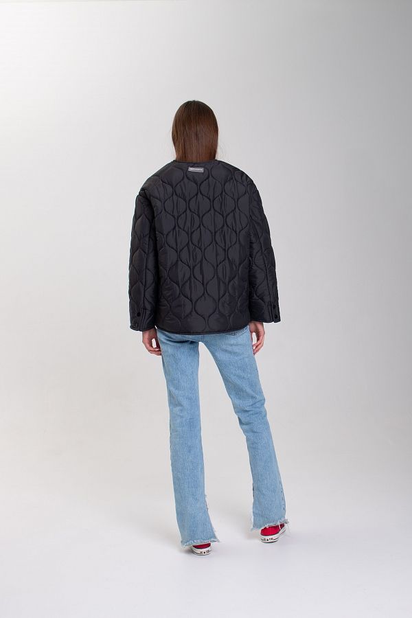 Куртка на кнопках з кишенями візерунок хвилька чорна К0423 #RU# Куртка на кнопках з кишенями черная К0423 № 4