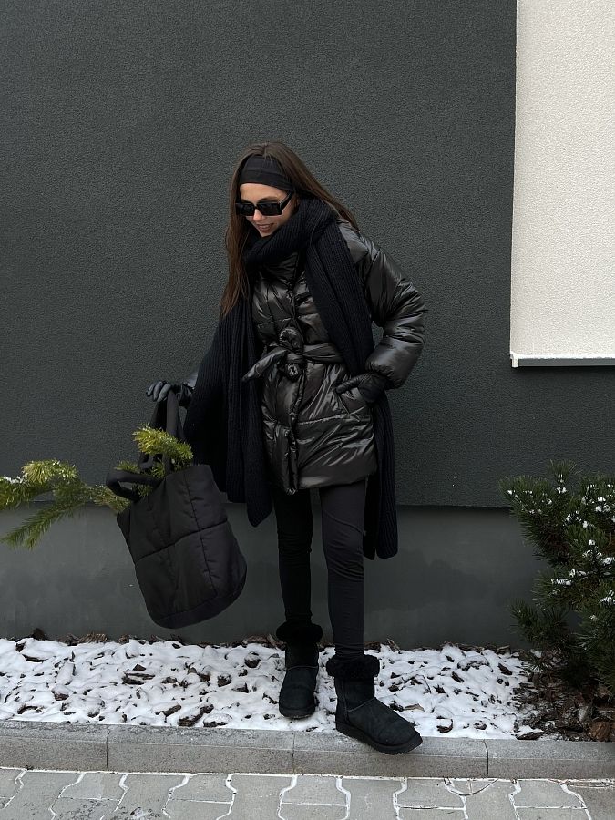 Куртка подовжена з високим коміром на кнопках лаке К0822 #RU# Куртка удлиненная с высоким воротником на кнопках лаке К0822 № 2