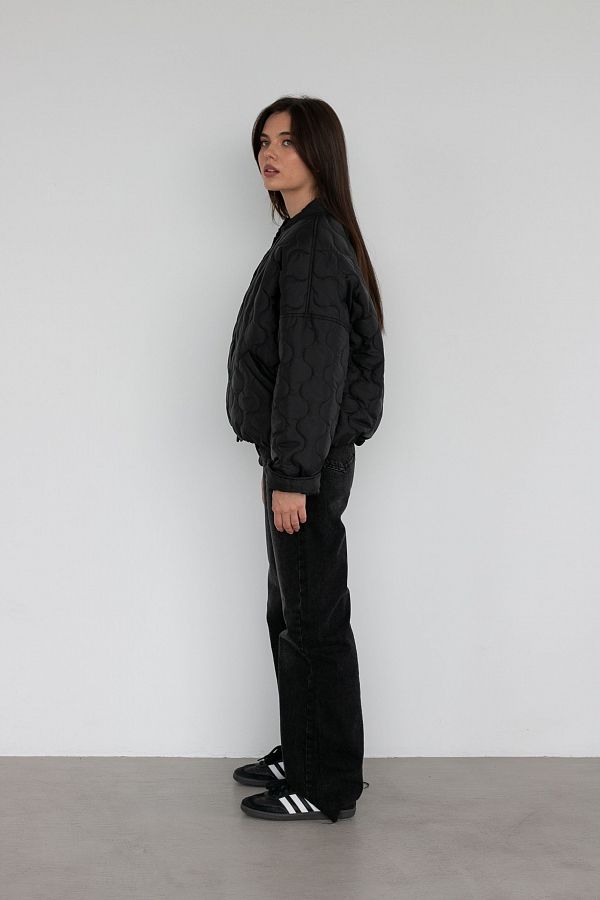 Бомбер на кнопках чорний К0623 #RU# Бомбер на черных кнопках К0623 № 5