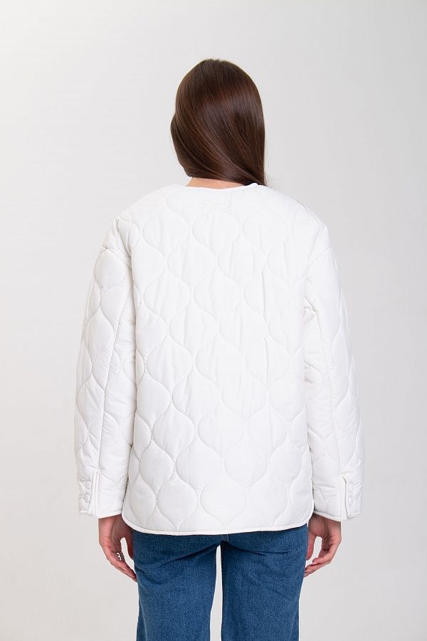 Куртка на кнопках з кишенями візерунок хвилька біла К0423 #RU# Куртка на кнопках с карманами узор волна белая К0423 № 3