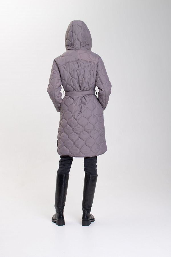 Куртка стьобана з капюшоном сіра С0822 #RU# Куртка стеганная с капюшоном серая С0822 № 2