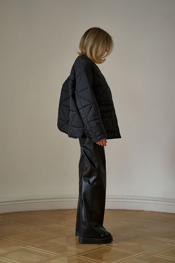 Куртка на кнопках з кишенями візерунок трикутник чорна К0423 #RU# Куртка на кнопках с карманами узор треугольник черная К0423 № 4