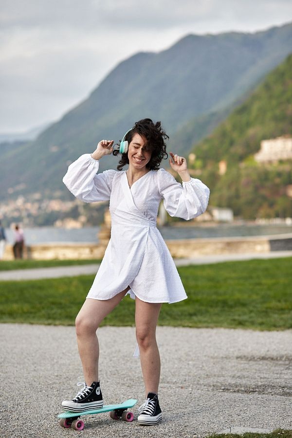 Сукня на запах з подвійною спідницею біла  D0125 № 5