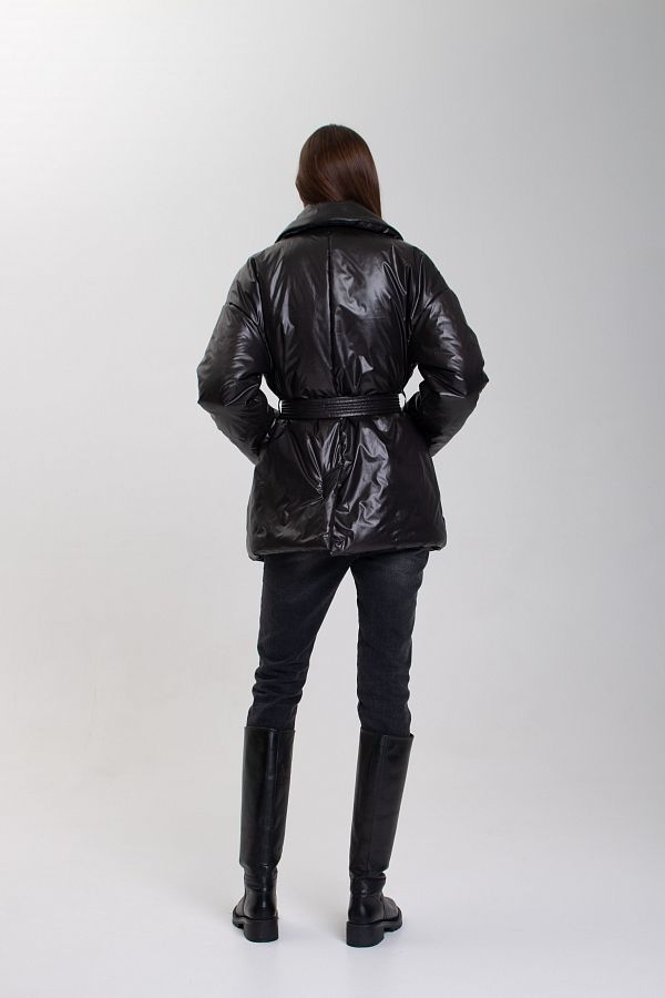 Куртка-жакет з великим воротом чорна К0323 #RU# Куртка-жакет с большим воротником К0323 № 4