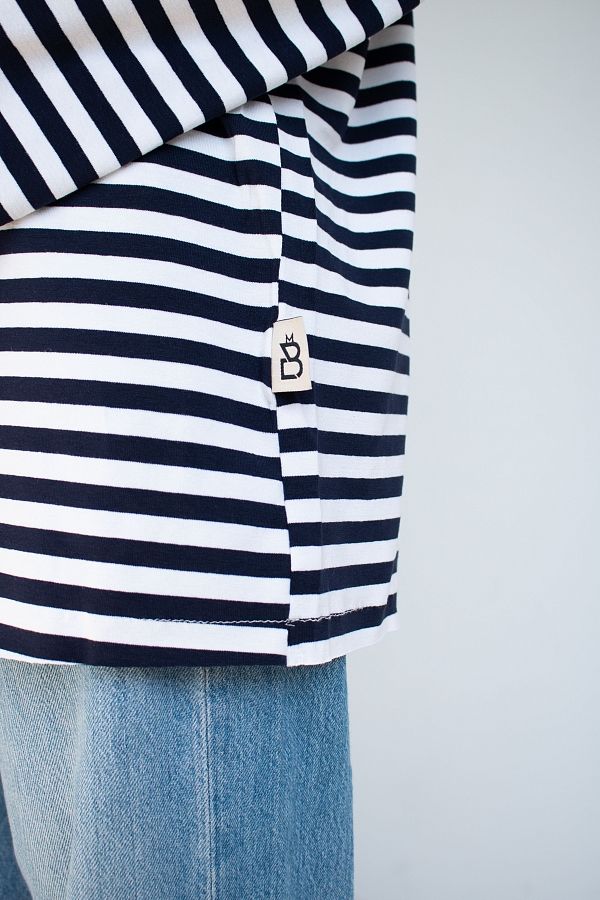 Лонгслів у смужку синій Т0922 #RU# Лонгслив в полоску черный Т0922 № 5