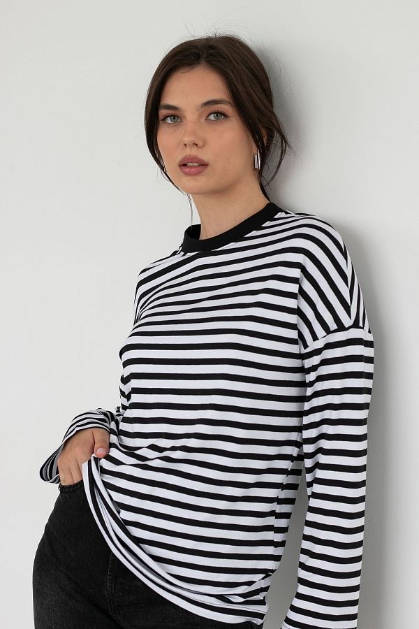 Лонгслів чорна смужка  КС0123 #RU# Лонгслив черная полоска КС0123 № 4