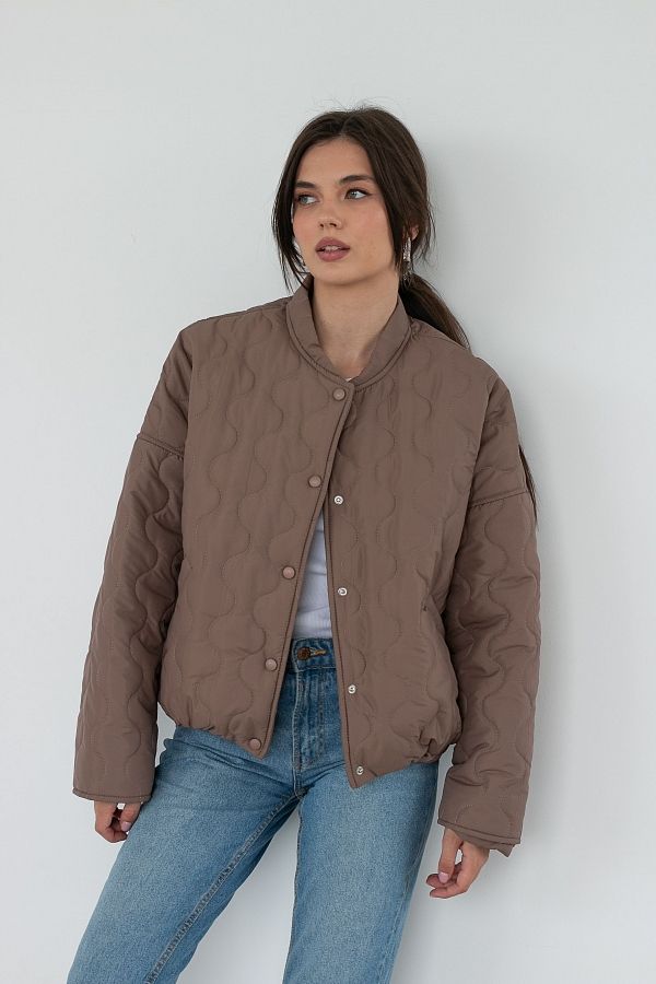 Бомбер на кнопках капучіновий К0623 #RU# Бомбер на кнопках капучиновый К0623 № 1