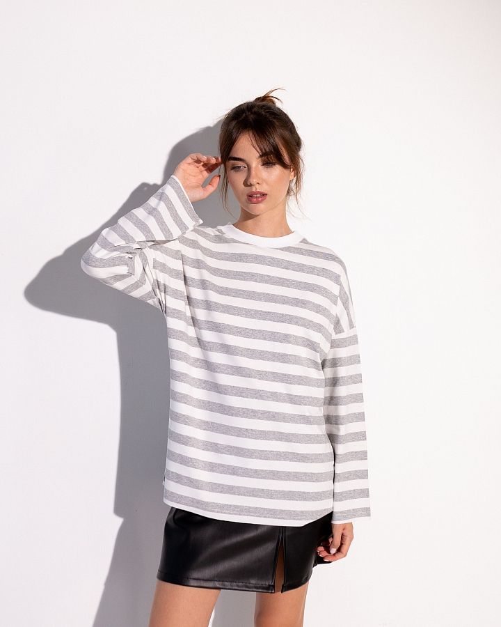 Лонгслів у смужку сірий Т0822 #RU# Лонгслив в полоску серый Т0822 № 1