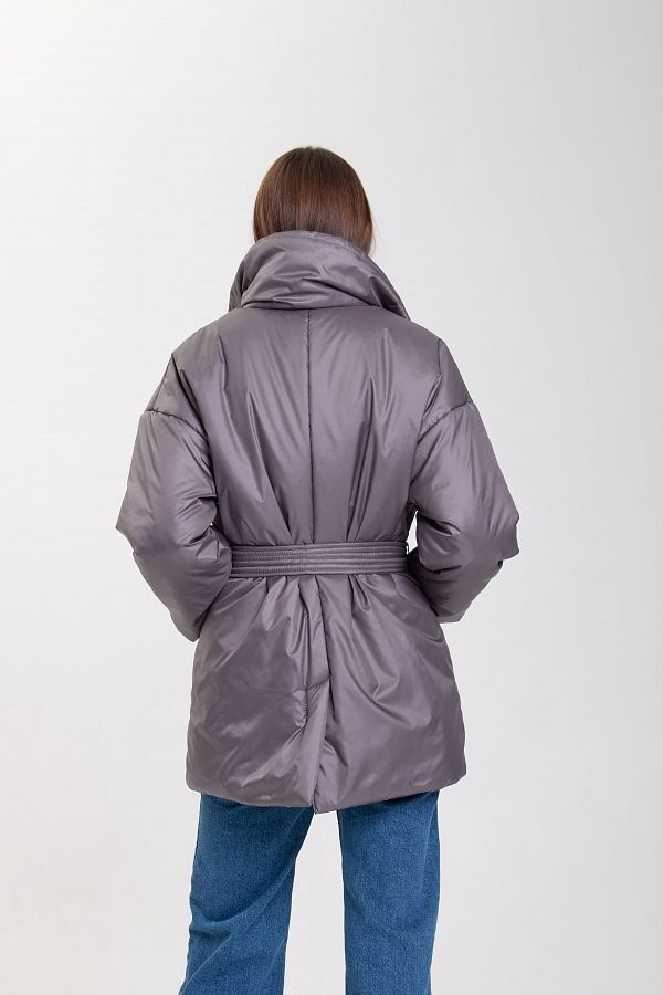 Куртка-жакет з великим воротом графітова К0323 #RU# Куртка-жакет с большим воротником графитовая К0323 № 3