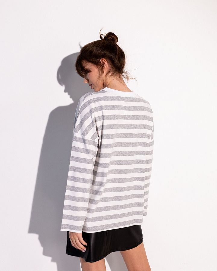 Лонгслів у смужку сірий Т0822 #RU# Лонгслив в полоску серый Т0822 № 2