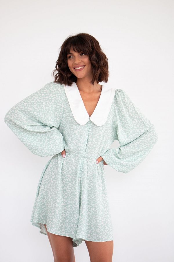 Комбінезон з довгим рукавом бірюзовий О0222 #RU# Комбинезон с длинным рукавом бирюзовый О0222 № 1