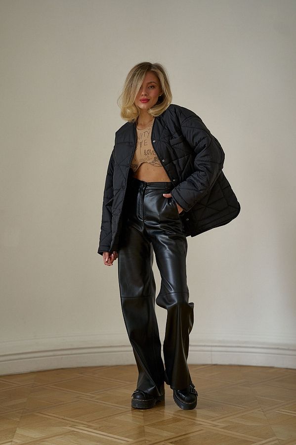 Куртка на кнопках з кишенями візерунок трикутник чорна К0423 #RU# Куртка на кнопках с карманами узор треугольник черная К0423 № 3